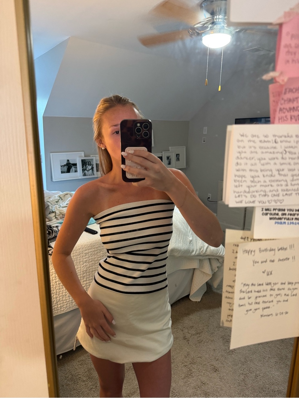 H&M Black and White Striped Tube Camisole